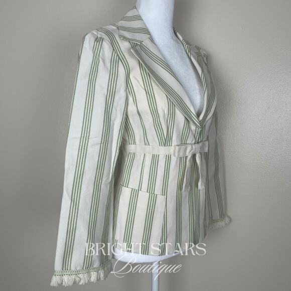 Rare Stripe Blazer Jacket ASO Paige Matthews Charmed Cream Green Bow 6 Vintage - Picture 7 of 10